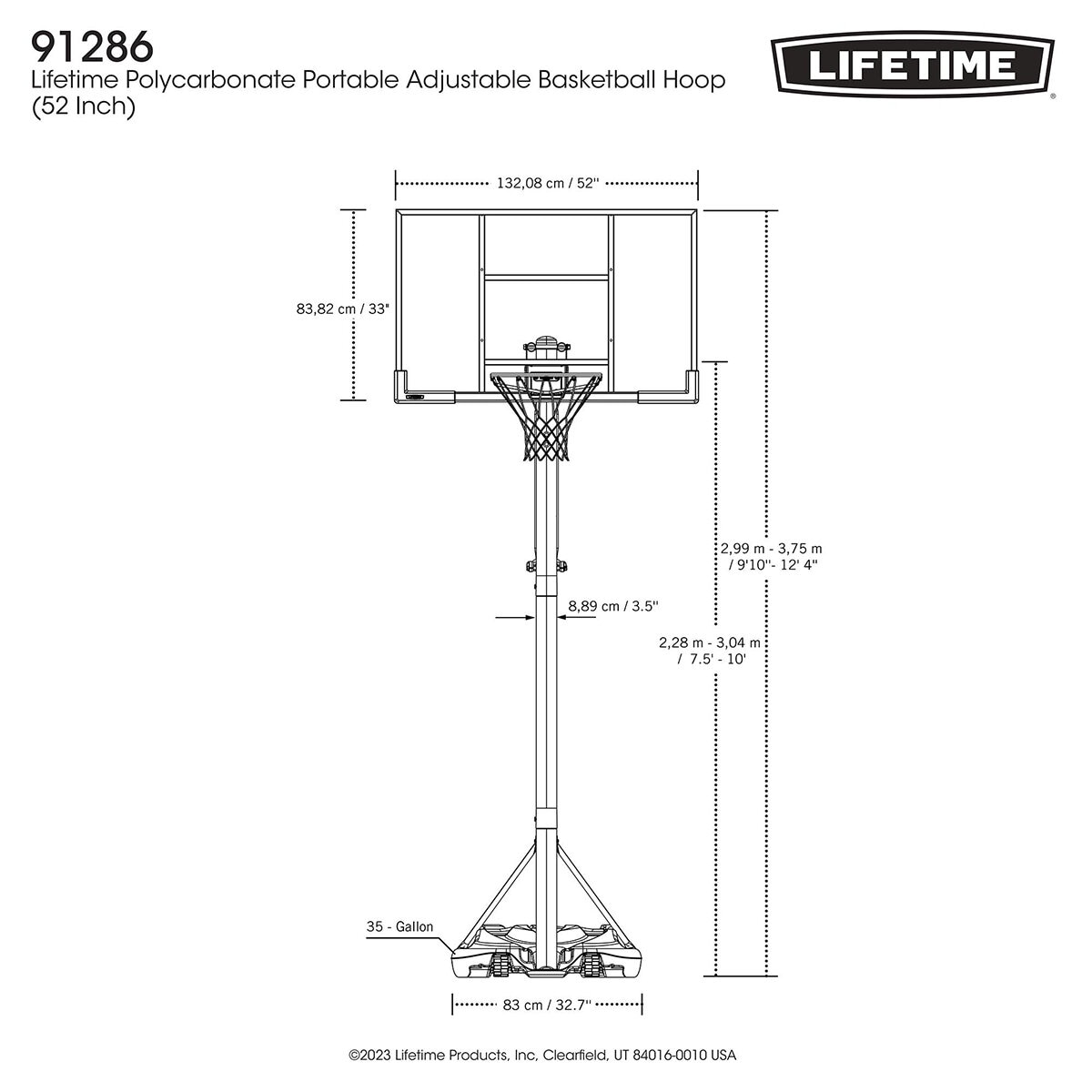 Image showing the dimensions of the basketball hoop Image showing the dimensions of the basketball hoop