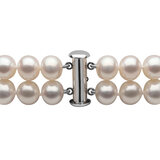 7-7.5mm Cultured Freshwater Two Row White Pearl Bracelet, 18ct White Gold