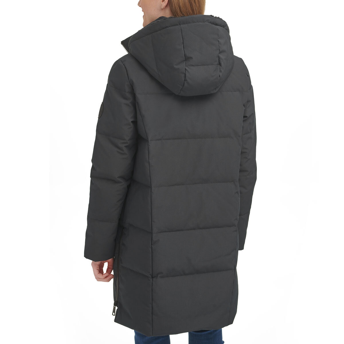 DKNY Women's Long Down Puffer Coat in Black