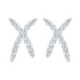 0.34ctw Round Brilliant Cut Diamond X-Shape Earring, 14ct White Gold