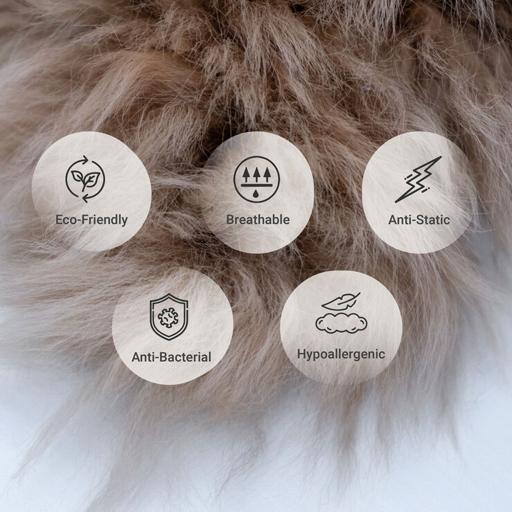 Naturally Sheepskins Long Wool Quad Rug, 180 x 110 cm in Ivory