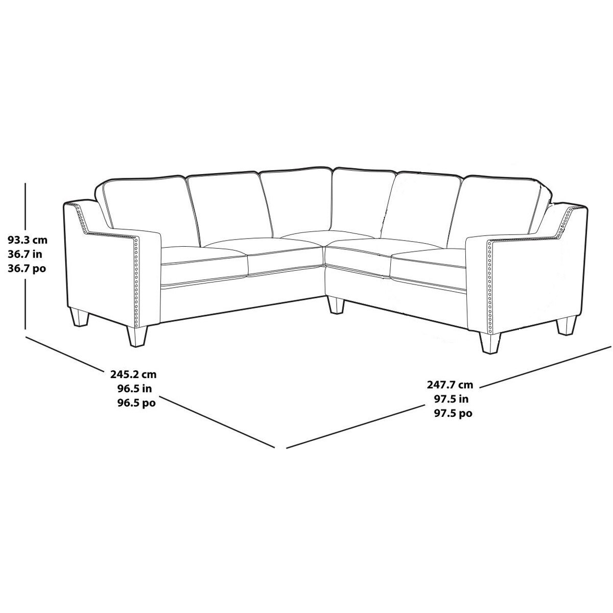 Mstar International Ellendale Grey Fabric Sectional Sofa Costco UK