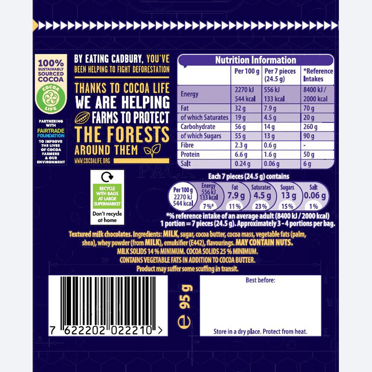 Cadbury Bitsa Wispa PMP £1.35, 10 x 95g