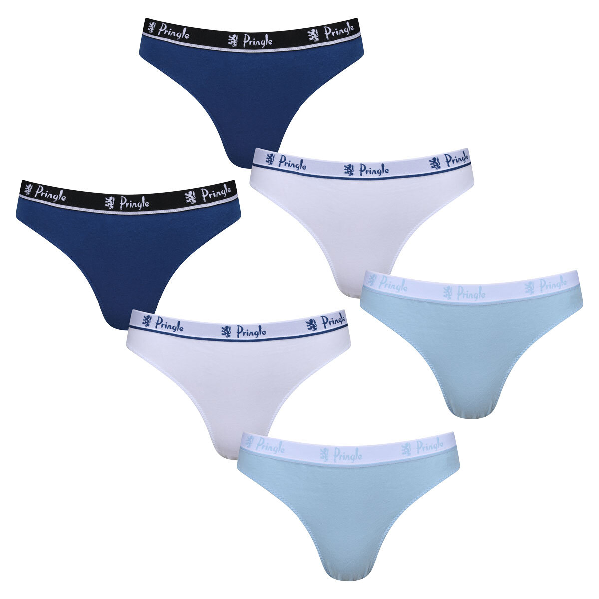 Pringle Ladies High Rise Brief, 2 x 3 Pack in 3 Colours and 3 Sizes
