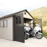 Steel reinforced doors with extra-large opening Lifetime Garden Storage Shed