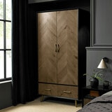 Bentley Designs Sienna Fumed Oak & Peppercorn Double Wardrobe