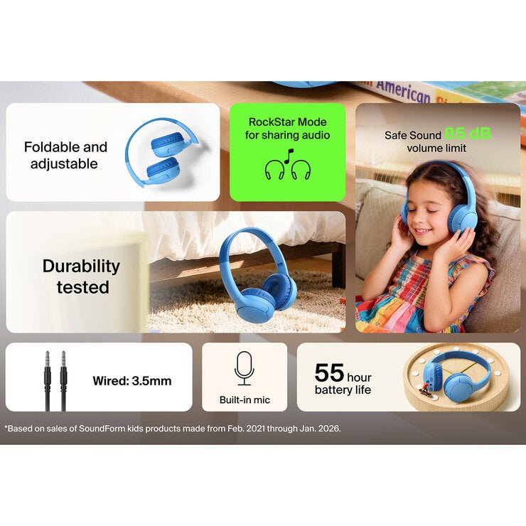 Buy Belkin Soundform Mini 2 Wireless Kids Headphones with Travel Case in Blue at Costco.co.uk Buy Belkin Soundform Mini 2 Wireless Kids Headphones with Travel Case in Blue at Costco.co.uk