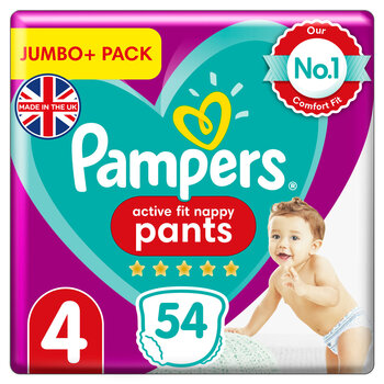 Pampers Active Fit Nappy Pants Size 4, 54 Pack