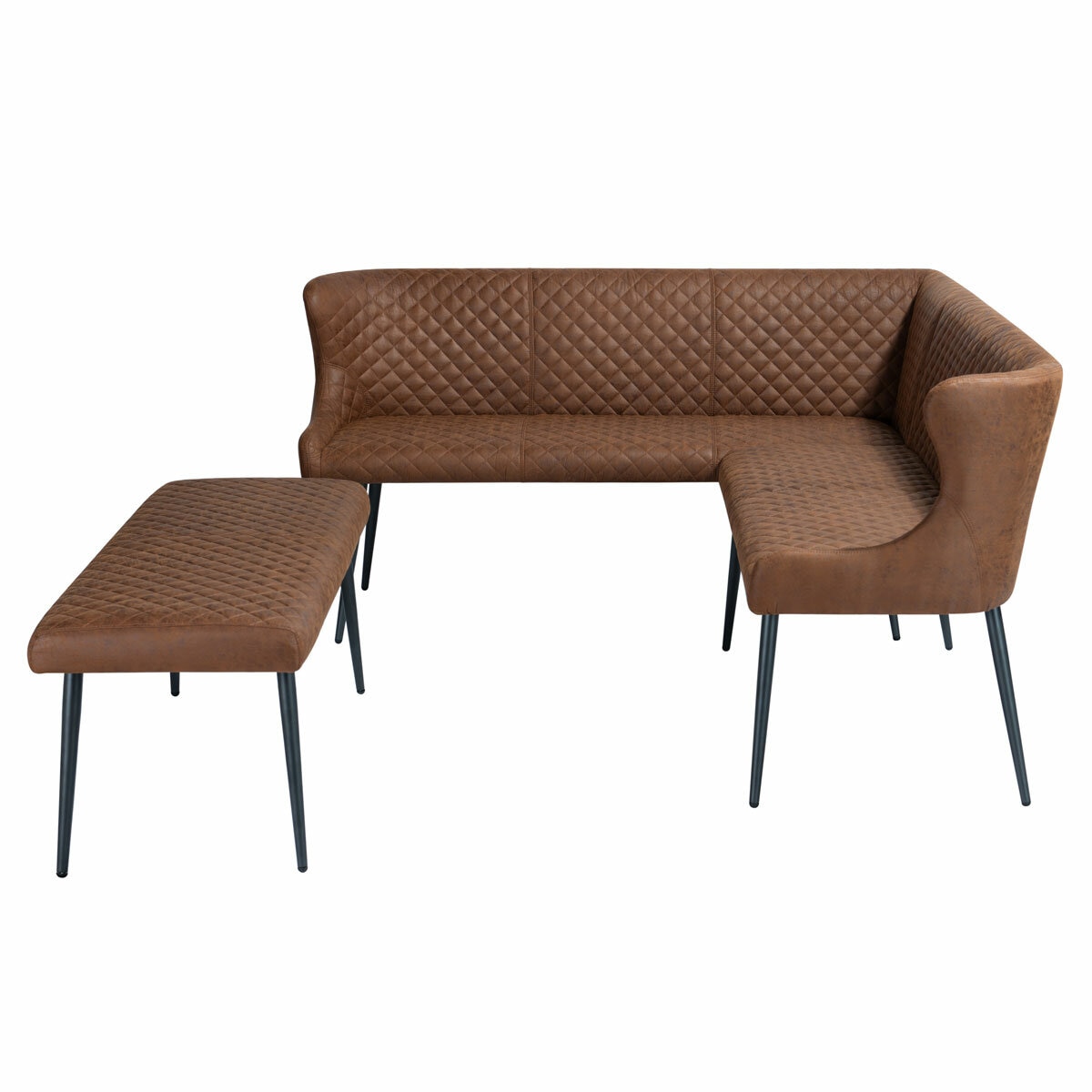 Corner bench and bench, side view