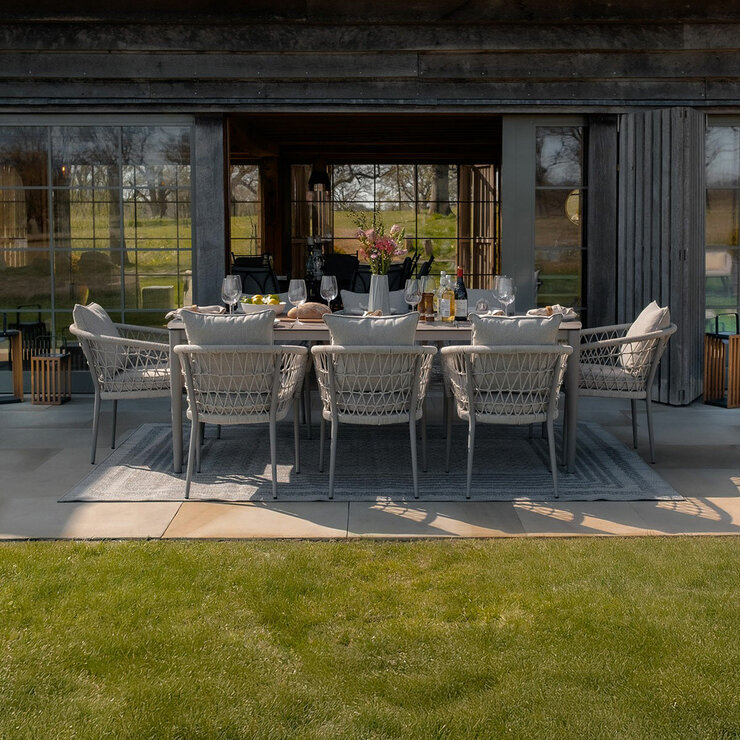 Maze Monaco 9 Piece Dining Set in Cool Linen Maze Monaco 9 Piece Dining Set in Cool Linen
