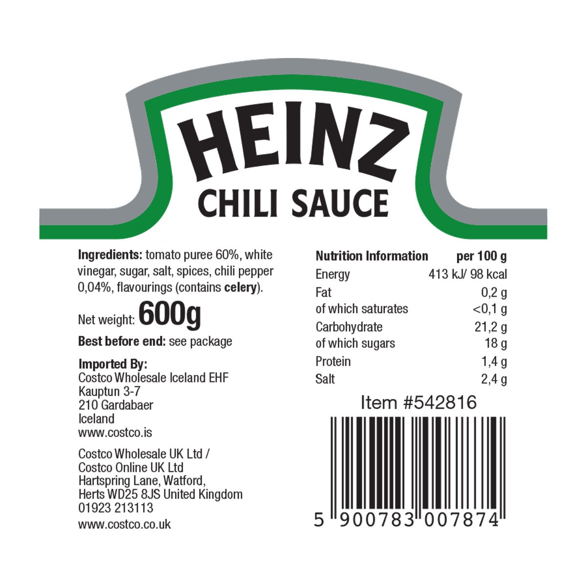 Heinz Chili Sauce, 2 x 600g