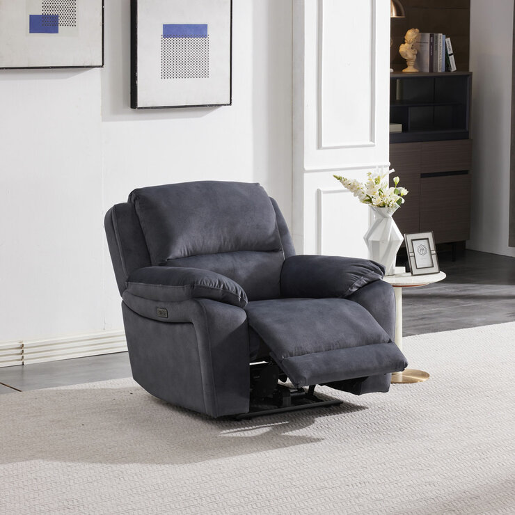 Belagio Grey Fabric Power Recliner Armchair
