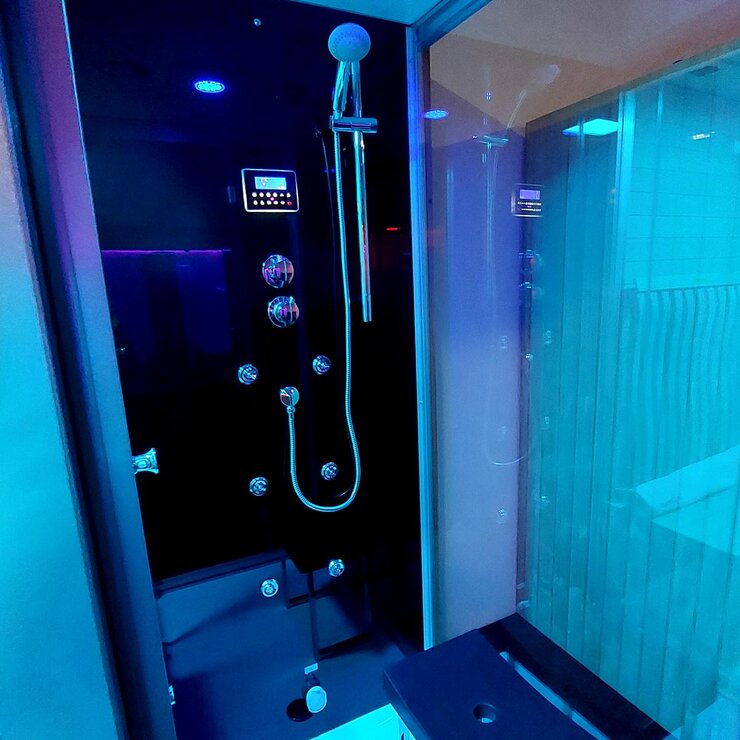 Insignia 1820 x 1230  x 2150mm Split Shower & Sauna Wood at costco.co.uk