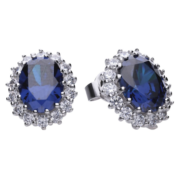 DiamonFire Sterling Silver Oval Cubic Zirconia Stud Earrings With Surround DiamonFire Sterling Silver Oval Cubic Zirconia Stud Earrings With Surround