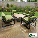 Stone Garden 5 Piece Deep Seating Patio Set in Green