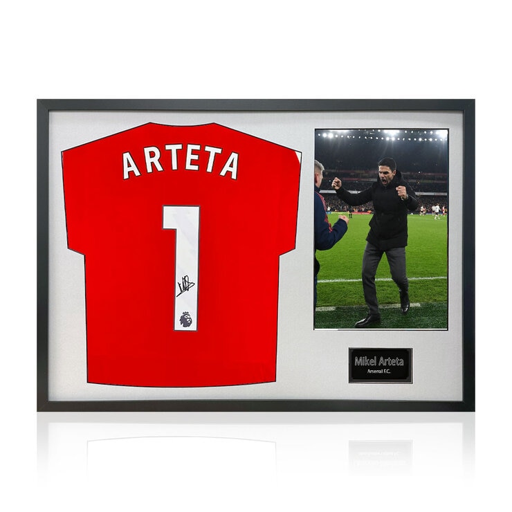 Mikel Arteta Signed Framed Arsenal Shirt including 1 Photo in 2 Options: White or Black Mount