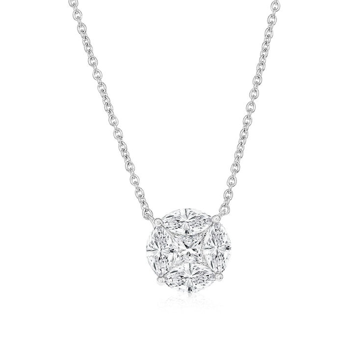 1.00ctw Marquise & Princess Cut Diamond Pendant, 18ct White Gold 1.00ctw Marquise & Princess Cut Diamond Pendant, 18ct White Gold