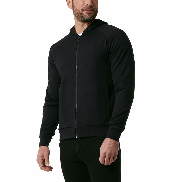 32 Degrees Men's Pique Full Zip Hoodie in Black