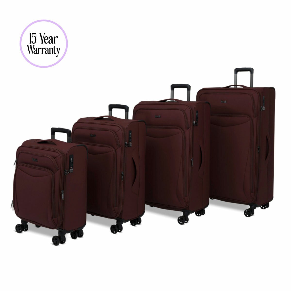 Rock Vitality Softshell Suitcase 4pc set in Burgundy