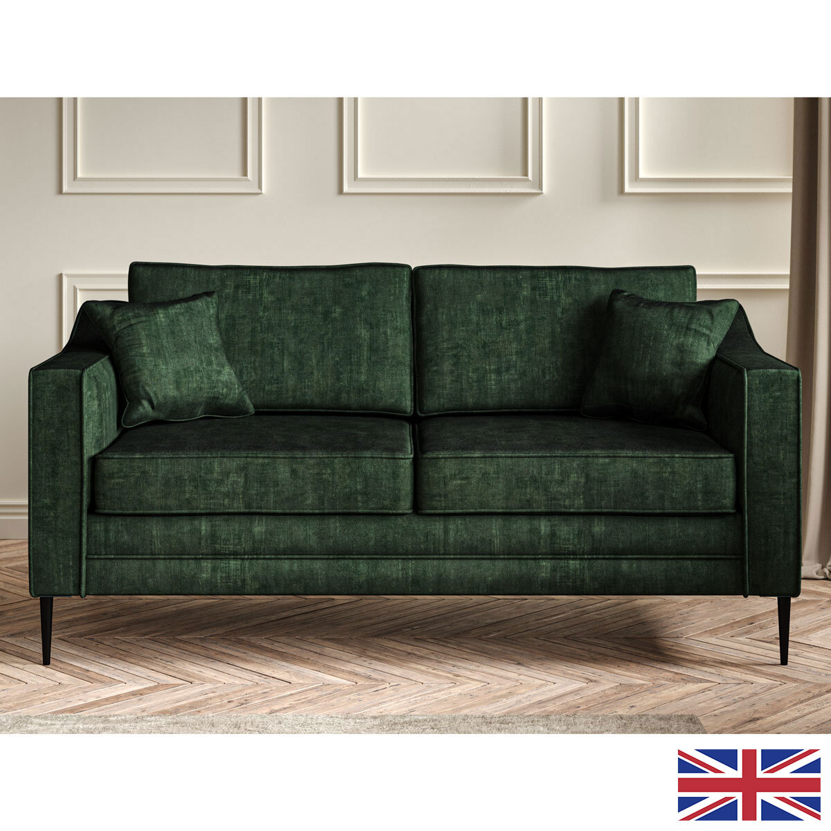 Aspen Green Velvet Large 2 Seater Sofa Costco UK
