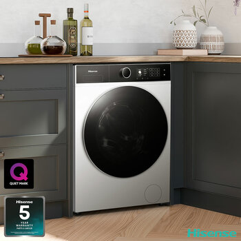 Hisense KitchenFit 5i Series WD5I1045BWQ, 10.5kg / 6kg Washer Dryer, D Rated in White
