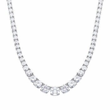 Diamonfire Sterling Silver Graduated Cubic Zirconia Tennis Necklace