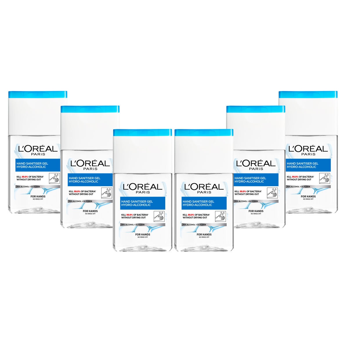 L'Oreal Skin Expert Hand Sanitiser Gel, 6 x 125ml