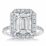 5.81ctw Emerald Cut Diamond Halo Ring, Platinum