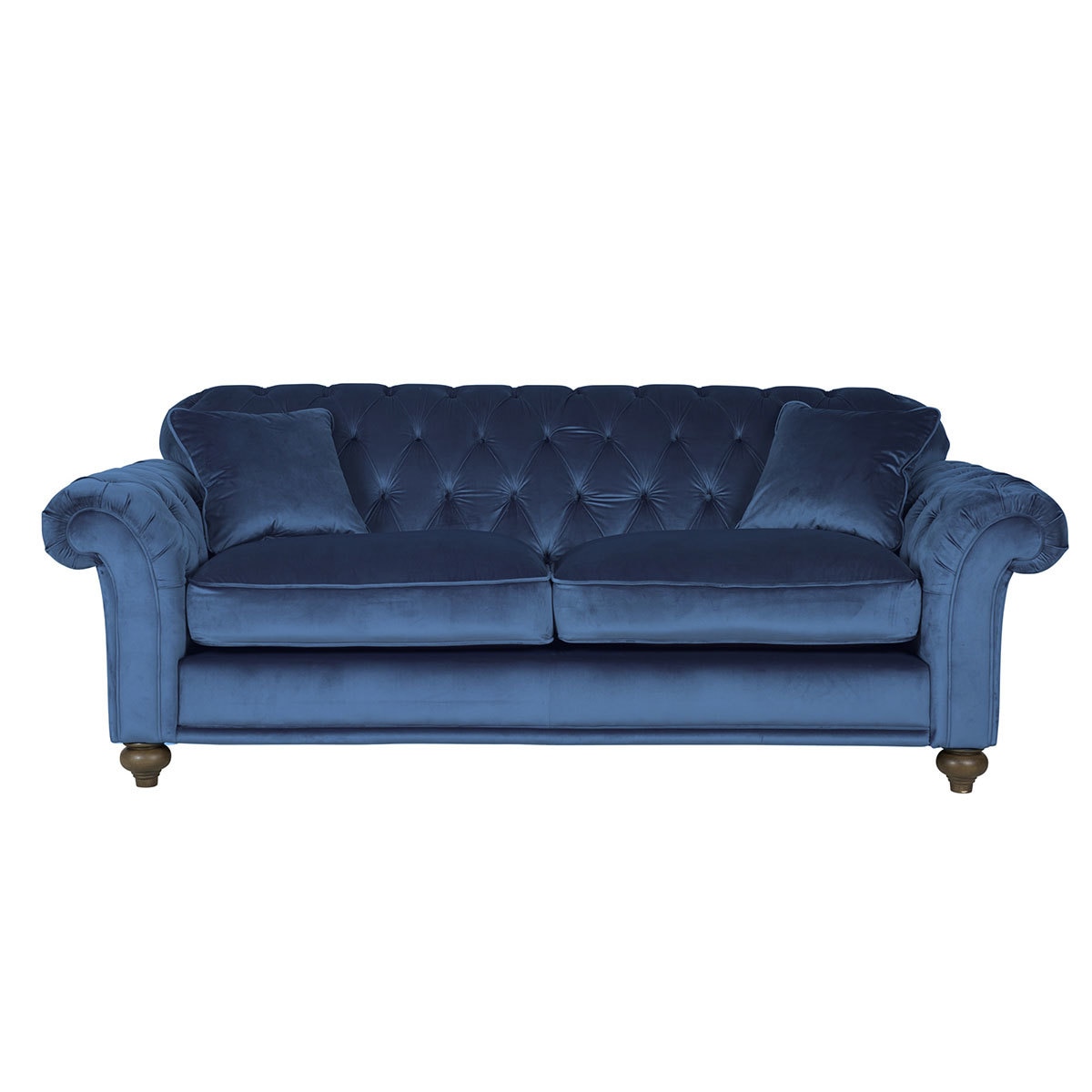 Bordeaux Button Back Blue Velvet 2 Seater Sofa