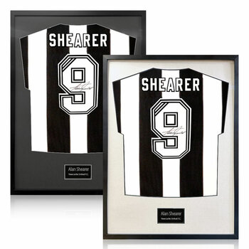 Alan Shearer Signed Framed Newcastle Football Shirt in 2 Options: White or Black