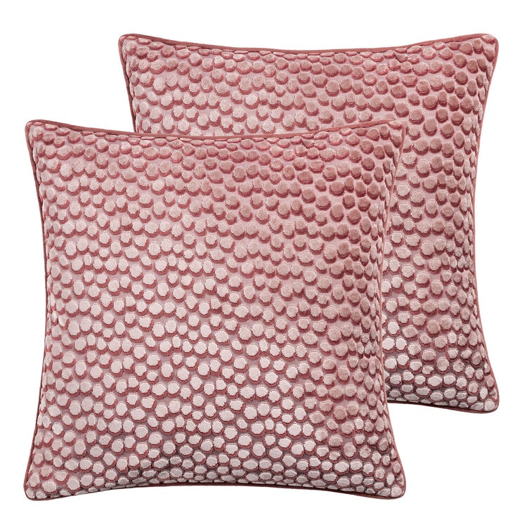 Furn Lanzo Velvet Feather Fill Cushion 2 Pack in Pink, 45 x 45 cm