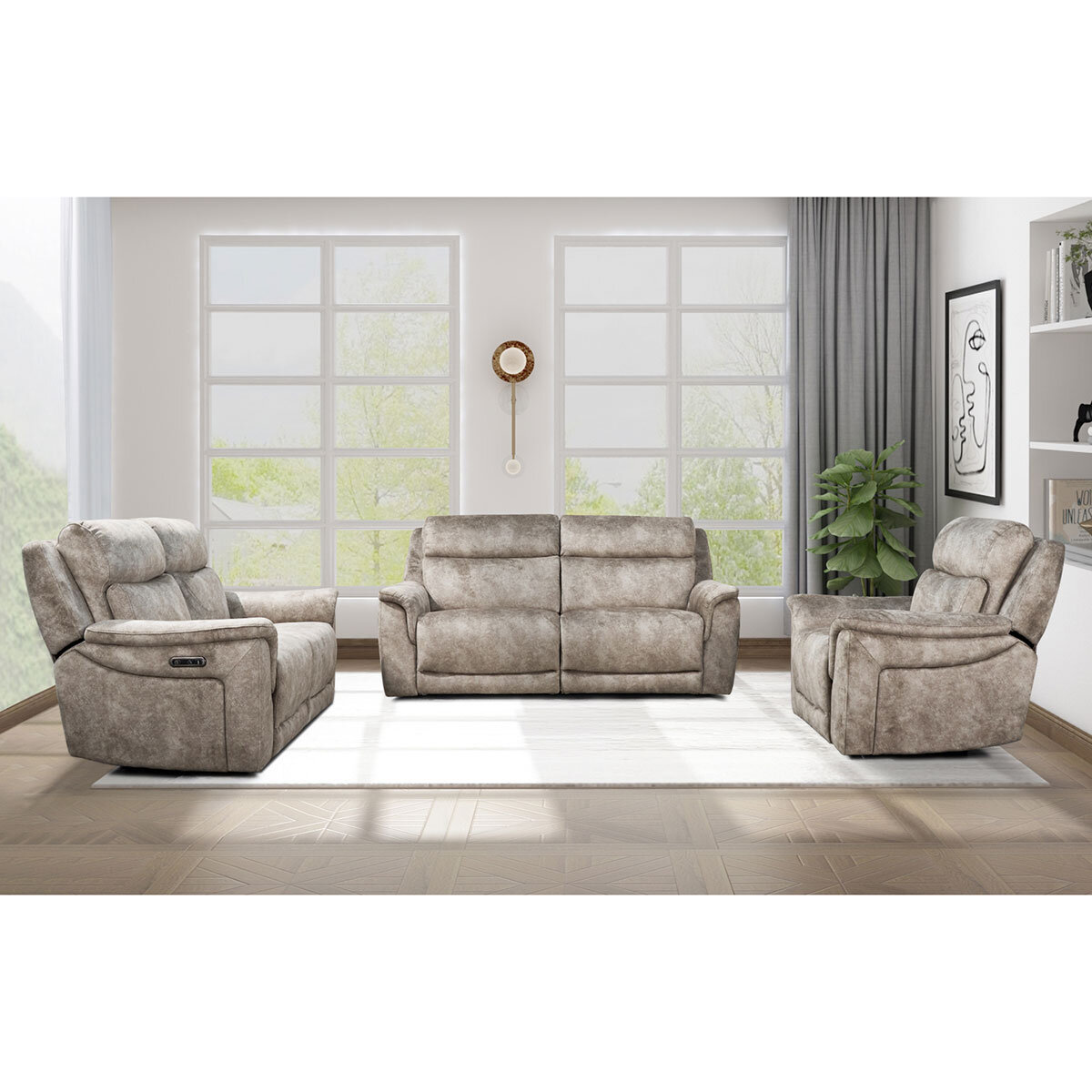 Oscar Grey Fabric Power Reclining Armchair with Power Headrest