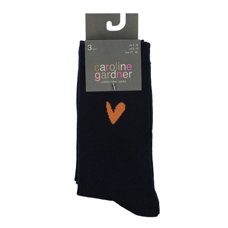 Caroline Gardner Ladies Crew Sock 6 Pack in Navy Caroline Gardner Ladies Crew Sock 6 Pack in Navy