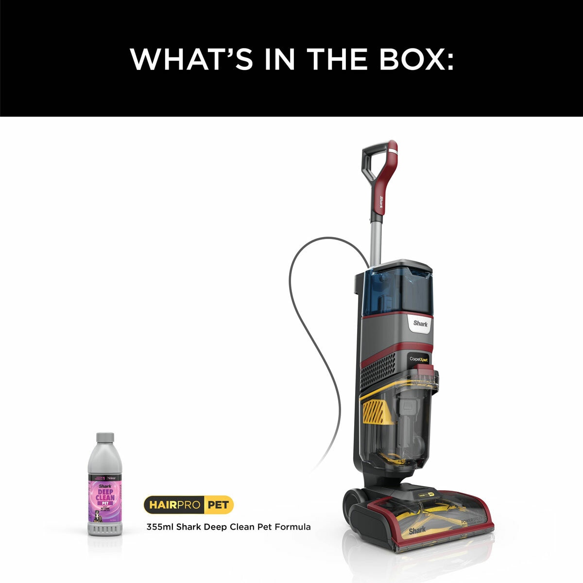 Side Profile of Shark CarpetXpert HairPro Pet Deep Carpet Cleaner with deep clean pet solution