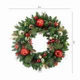 30 inch (76cm) Pre-Lit Decorated Wreath with 50 LED Lights in Red 30 inch (76cm) Pre-Lit Decorated Wreath with 50 LED Lights in Red