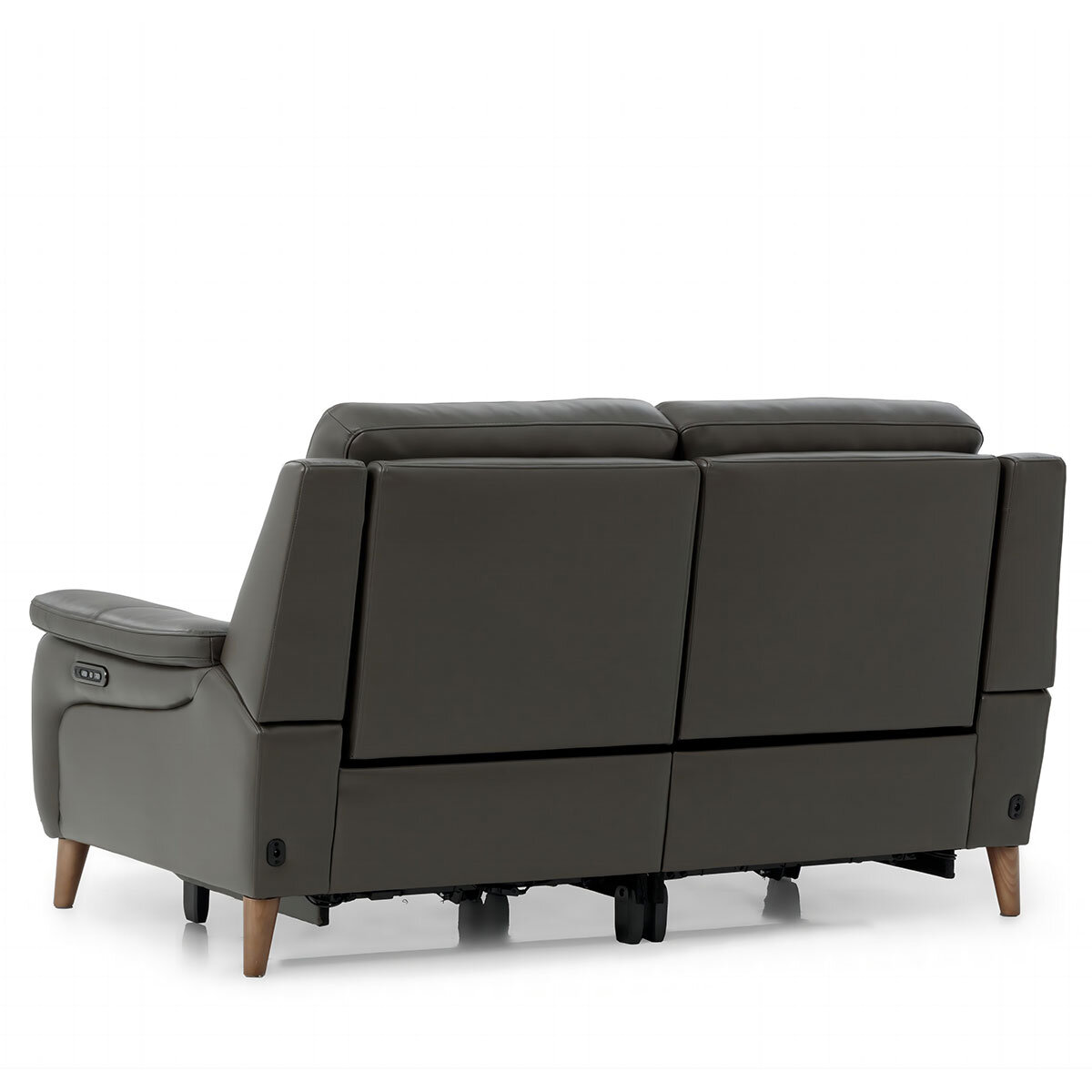 Ava Dark Grey Leather Power Reclining Large 2 Seater Sofa