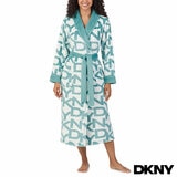 DKNY Shawl Collar Long Plush Robe in Blue