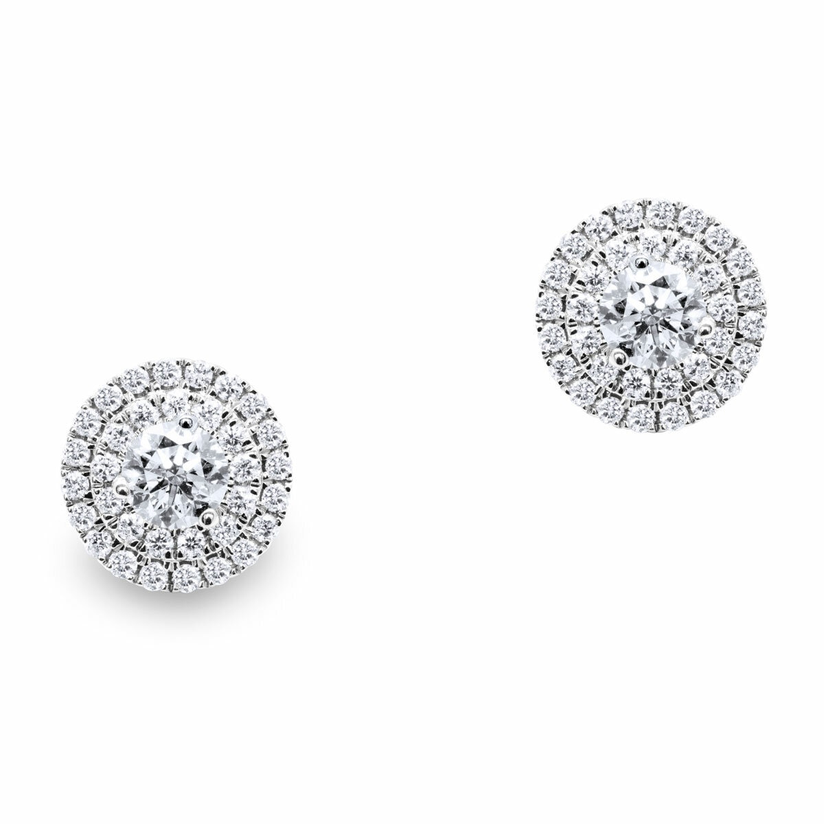 0.99ctw Round Brilliant Cut Diamond Earrings, 18ct White Gold