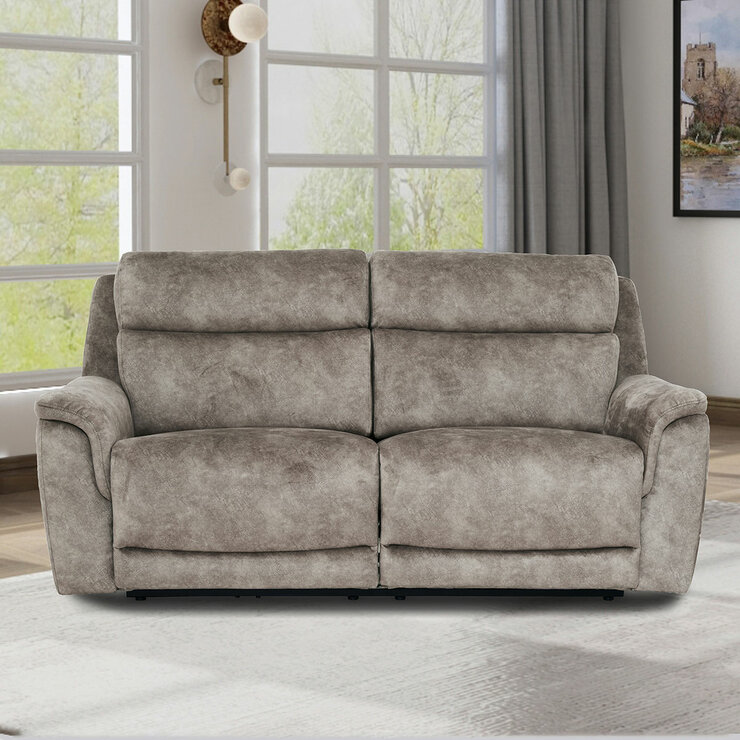Oscar Grey Fabric Power Reclining Large 2 Seater Sofa with Power Headrest