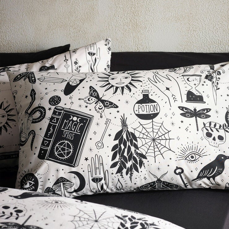 Catherine Lansfield Black Enchanted Witchcraft Single Duvet Cover Set