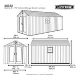 Lifetime 8ft x 17ft 5" (2.4 x 5.3m) Rough Cut Outdoor Storage Shed - Model 60352