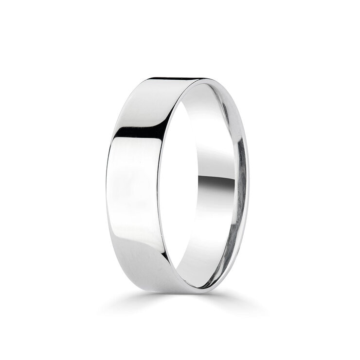 6.0mm Basic Light Court Wedding band. Platinum