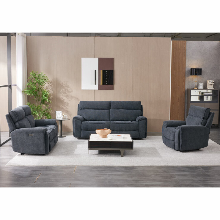 Atlanta Grey Cord Fabric Power Recliner Armchair