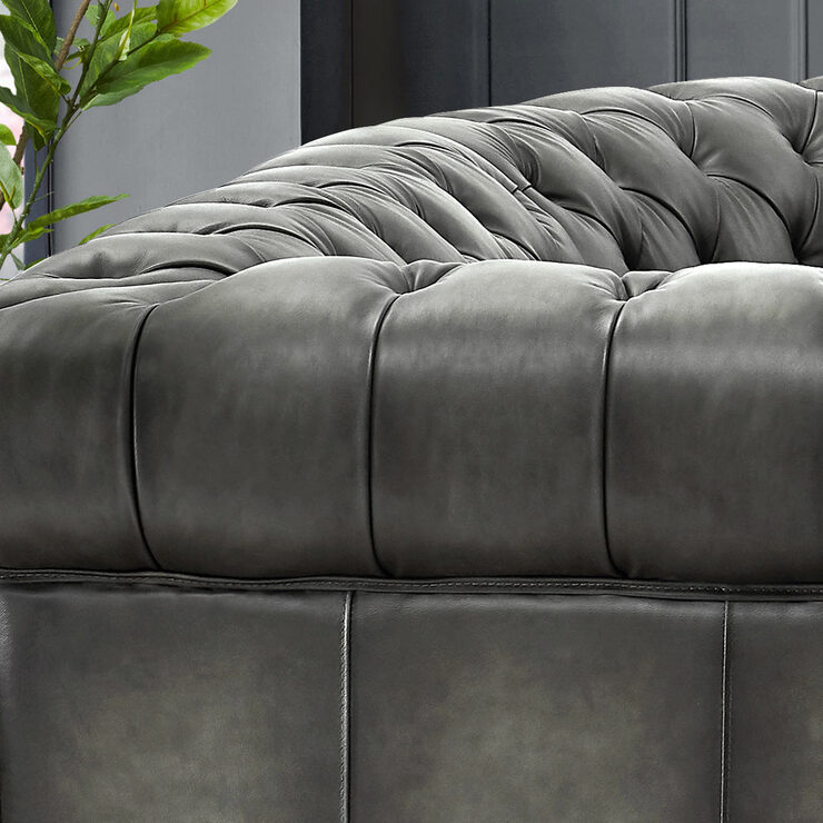 Allington Grey Leather Chesterfield Corner Sofa Costco UK