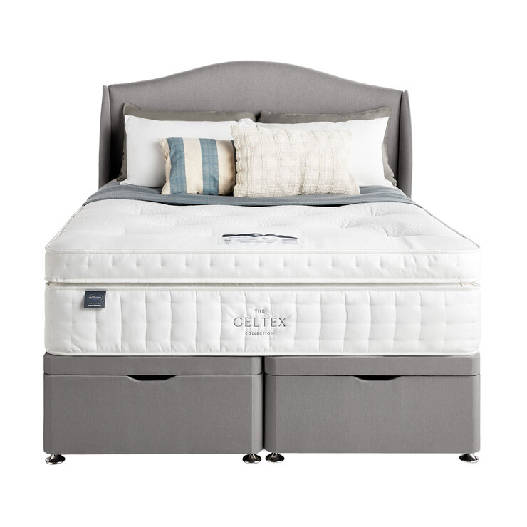 Silentnight Geltex 4000 Pocket Boxtop Mattress & Slate Grey Full Ottoman Divan in 3 Sizes