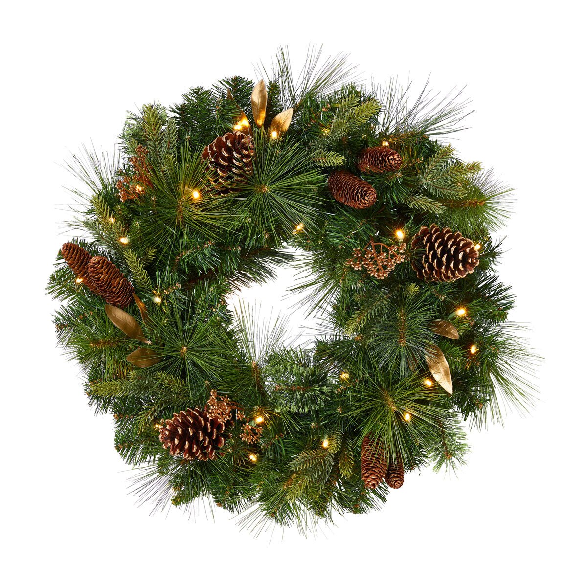 Mixed greenery wreath unlit