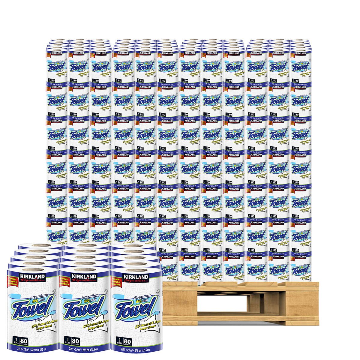 Kirkland Signature Kitchen Roll Towel, 12 x 80 Sheet Pack - Pallet Deal