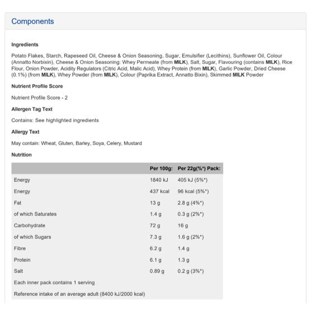 Nutritional Information
