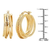 14ct Yellow Gold Diamond Cut Multi Hoop Earrings