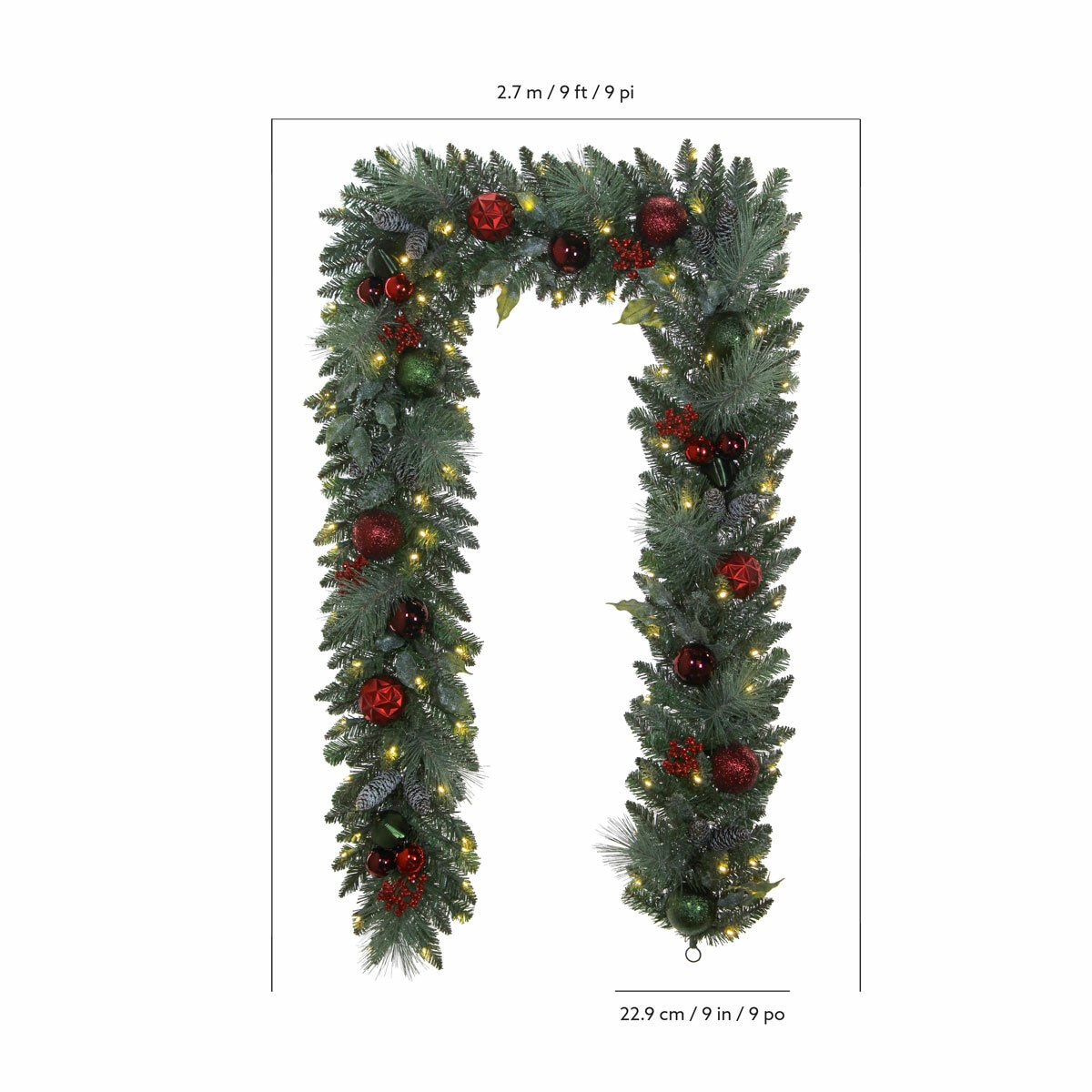 9 ft Pre-lit Christmas Artificial Garland With Twinkling LED Lights